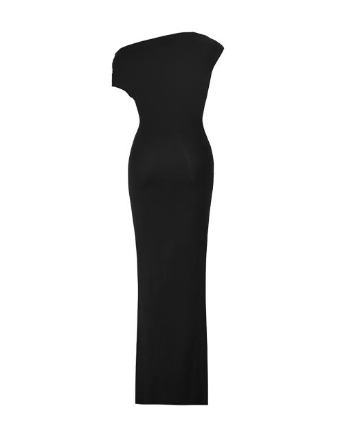 Black Ruched Off Shoulder Maxi Bodycon Dress