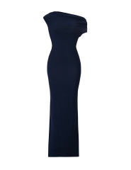 Navy Blue Ruched Off Shoulder Maxi Bodycon Dress