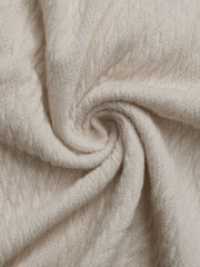 Beige Textured Patchwork Plaid Long Sleeve Top