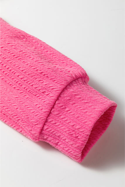 Rose Red Textured Hoodie and Shorts Plus Size Two Piece Set