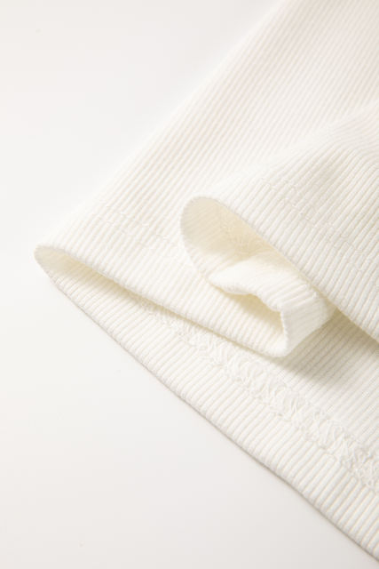 White Solid Color Ribbed Knit Scoop Neck Tank Top