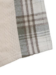 Beige Textured Patchwork Plaid Long Sleeve Top