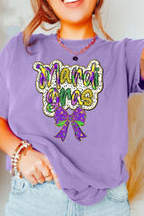 Wisteria mardi gras Bow Printed Crewneck Holiday T Shirt