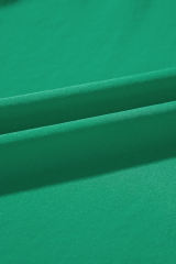 Green Contrast Floral Embroidered 3/4 Sleeve Notched V Neck Elegant Blouse