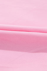 Pink Floral Embroidered Notch V Neck Puff Sleeve Babydoll Blouse