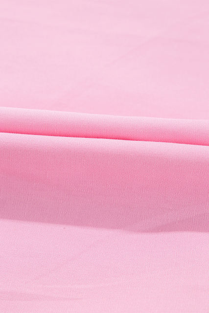 Pink Floral Embroidered Notch V Neck Puff Sleeve Babydoll Blouse