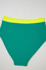 Sea Green Contrast Trim Colorblock Patchwork High Waisted Bikini