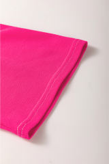 Sachet Pink Contrast Patchwork 3/4 Sleeve V Neck Loose Blouse