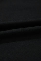 Black Contrast Stitches Detail Puffy Half Sleeve Blouse