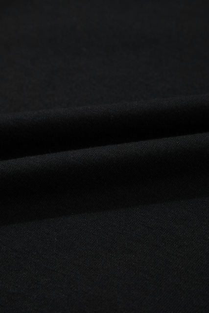 Black Contrast Stitches Detail Puffy Half Sleeve Blouse