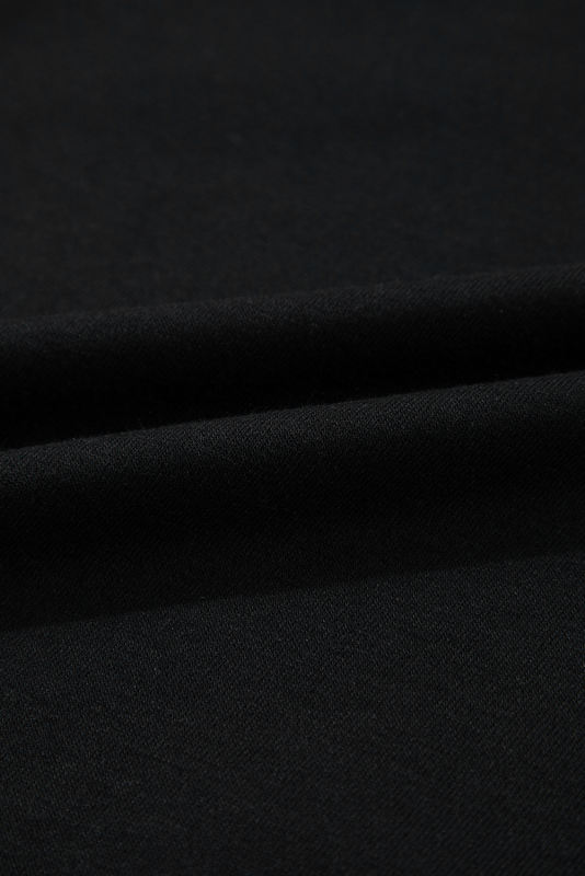 Black Contrast Stitches Detail Puffy Half Sleeve Blouse