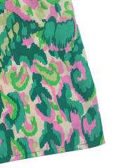 Green Ethnic Printed Lace-up V-neckline Maxi Dress