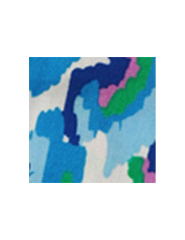 Blue Ethnic Printed Lace-up V-neckline Maxi Dress