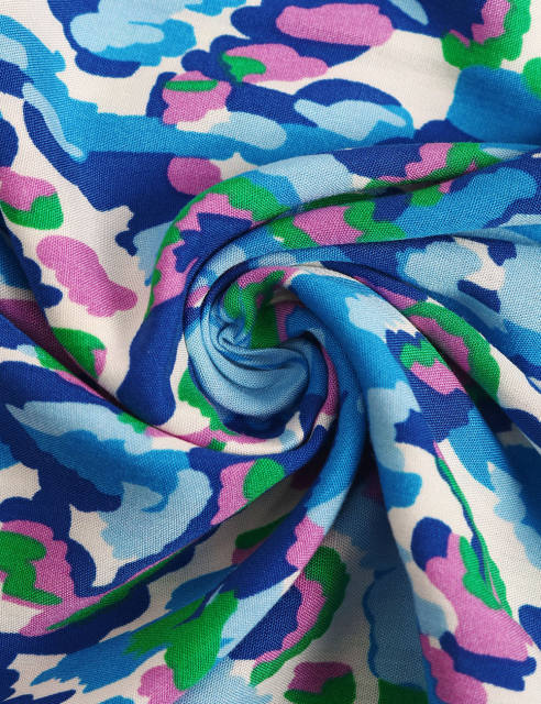 Blue Ethnic Printed Lace-up V-neckline Maxi Dress