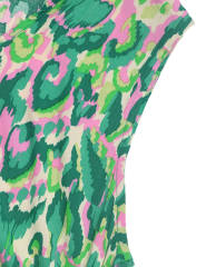 Green Ethnic Printed Lace-up V-neckline Maxi Dress