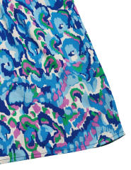 Blue Ethnic Printed Lace-up V-neckline Maxi Dress