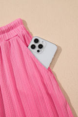 Bonbon Textured Ruffle Trim Crop Vest Lace-up Long Skirt Set