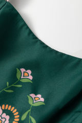 Blackish Green Floral Smocked Back Tied Straps Tiered Maxi Dress