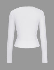 White Star Printed Long Sleeve Crop Top