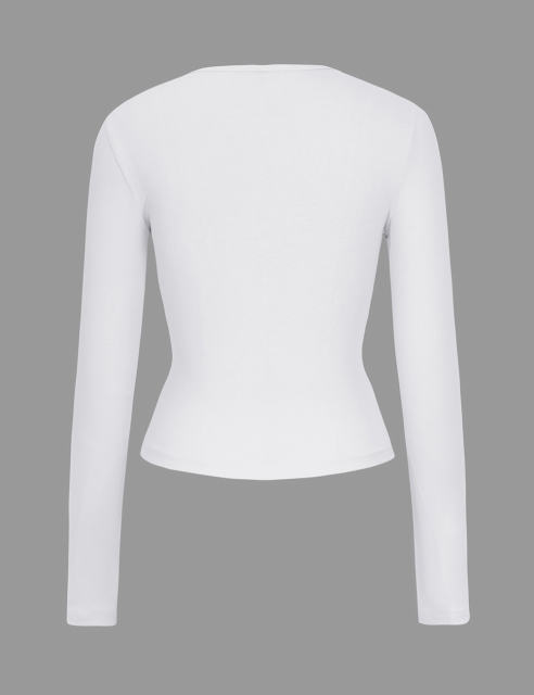 White Star Printed Long Sleeve Crop Top