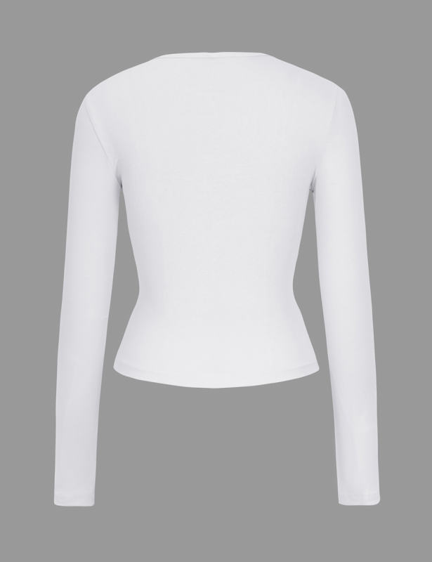 White Star Printed Long Sleeve Crop Top