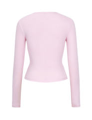 Pink Star Printed Long Sleeve Crop Top