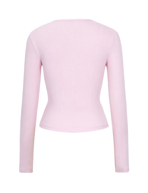 Pink Star Printed Long Sleeve Crop Top