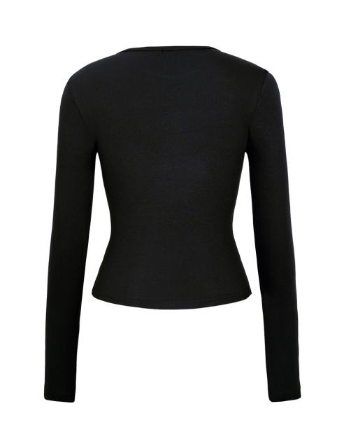 Black Star Printed Long Sleeve Crop Top