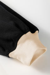 Black Color Contrast Loose Pullover and Lace-up Waist Skort Set