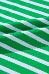 Dark Green Striped Cap Sleeve Tee and Shorts Set