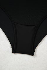 Black Sleeveless Strappy Halter Neck Sexy One Piece Swimsuit