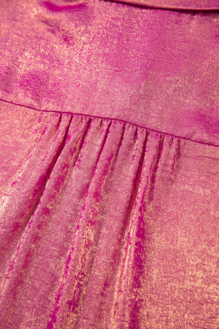 Rose Red Metallic Sheen Short Sleeve Buttoned Front Casual Shirt