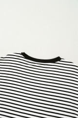 Black Stripe Chest Pocket Patch Round Neck Tank Top