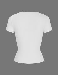 Leopard Star Print Short Sleeve Slim Tops in White