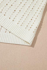 White Eyelet Crochet Sleeveless V Neck Beach Dress