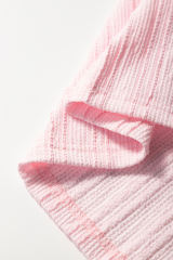 Light Pink Textured Short Sleeve Henley Top and Pocketed Wide Leg Pants Set