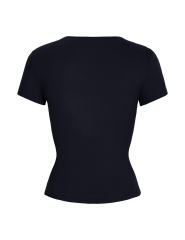 Leopard Star Print Short Sleeve Slim Tops in Black