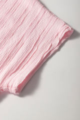 Light Pink Textured Short Sleeve Henley Top and Pocketed Wide Leg Pants Set