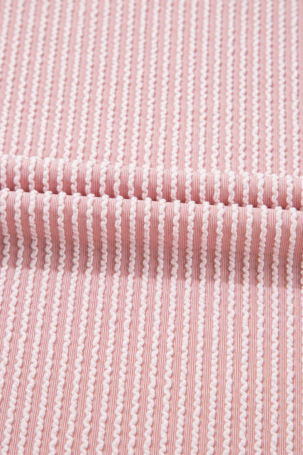 Pink Corded Colorblock Crewneck Tee