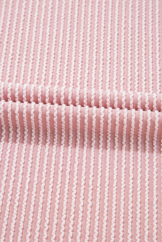 Pink Corded Colorblock Crewneck Tee