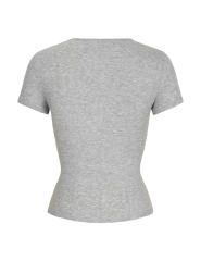 Leopard Star Print Short Sleeve Slim Tops in Grey