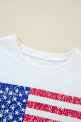 White American Flag Graphic Drop Shoulder Loose Sweatshirt