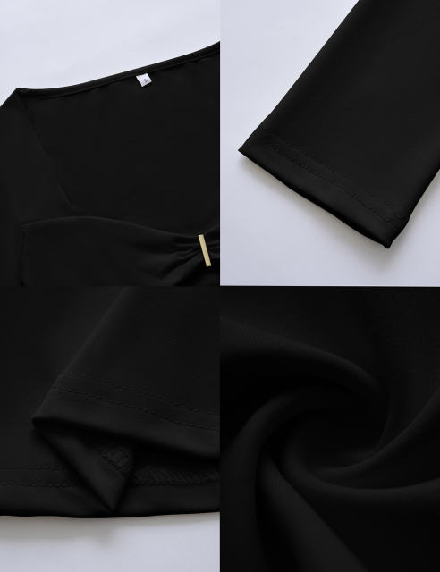 Black Cut-out Slim Fit Long Sleeve Crop Top