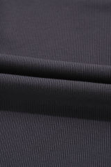 Carbon Grey Ribbed Knit Colorblock Edge U Neck Slim Fit Tank Top