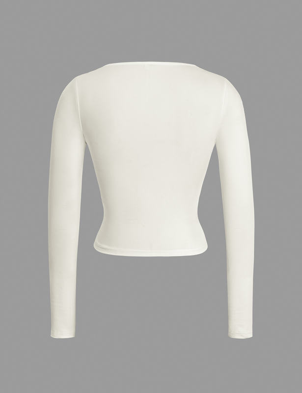 Apricot Cut-out Slim Fit Long Sleeve Crop Top