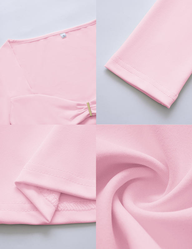 Pink Cut-out Slim Fit Long Sleeve Crop Top