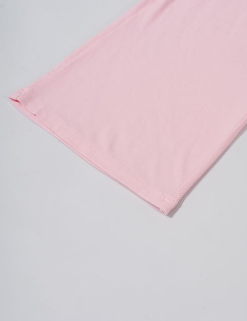 Pink Button U Neck Crop Top and Drawstring Pants Set