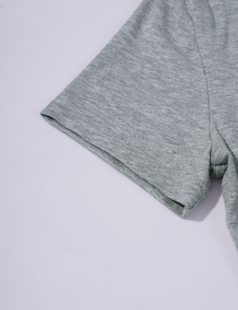Grey Button U Neck Crop Top and Drawstring Pants Set