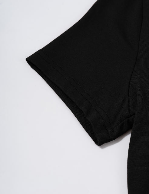 Black Button U Neck Crop Top and Drawstring Pants Set