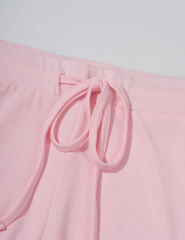 Pink Button U Neck Crop Top and Drawstring Pants Set